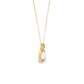 14K Yellow Gold Emerald Cut Morganite and Diamond Pendant Necklace
