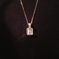 14K Yellow Gold Emerald Cut Morganite and Diamond Pendant Necklace