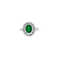 Oval Emerald and Diamond Halo Cocktail Ring in White Gold