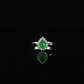Pear Emerald and Diamond Halo Ring in White Gold