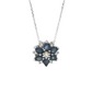 14K White Gold Sapphire and Diamond Floral Pendant Necklace
