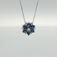 14K White Gold Sapphire and Diamond Floral Pendant Necklace