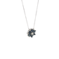 14K White Gold Sapphire and Diamond Floral Pendant Necklace