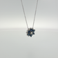 14K White Gold Sapphire and Diamond Floral Pendant Necklace