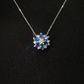 14K White Gold Sapphire and Diamond Floral Pendant Necklace