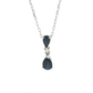 14K White Gold Pear Sapphire and Diamond Drop Necklace