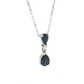 14K White Gold Pear Sapphire and Diamond Drop Necklace