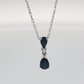 14K White Gold Pear Sapphire and Diamond Drop Necklace