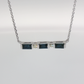 14K White Gold Sapphire and Diamond Bar Necklace