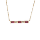 14K Yellow Gold Baguette Ruby and Diamond Bar Necklace