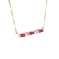 14K Yellow Gold Baguette Ruby and Diamond Bar Necklace