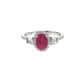 10K White Gold Oval Ruby Diamond Halo Ring