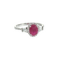 10K White Gold Oval Ruby Diamond Halo Ring