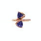 10K Rose Gold Trillion Cut Tanzanite and Diamond Bypass Ring