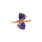 10K Rose Gold Trillion Cut Tanzanite and Diamond Bypass Ring