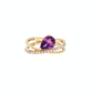 Pear Amethyst Diamond Crossover Ring in 10K Yellow Gold