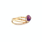 Pear Amethyst Diamond Crossover Ring in 10K Yellow Gold
