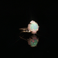 10K Yellow Gold Oval Opal and Diamond Halo Cocktail Ring