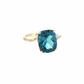 Cushion London Blue Topaz Diamond Ring in 10K Yellow Gold