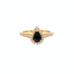 10K Yellow Gold Pear Sapphire Diamond Halo Ring