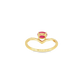 Oval Ruby and Diamond Chevron Ring in 10K Yellow Gold