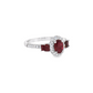 Oval Ruby and Diamond Halo Ring in 10K White Gold