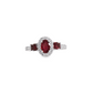 Oval Ruby and Diamond Halo Ring in 10K White Gold