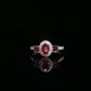 Oval Ruby and Diamond Halo Ring in 10K White Gold