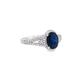 Oval Sapphire and Diamond Halo Ring in 10K White Gold