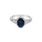 Oval Sapphire and Diamond Halo Ring in 10K White Gold