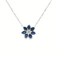 Royal Blue Sapphire Floral Pendant Necklace in 14K White Gold