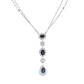 Royal Blue Sapphire and Diamond Drop Station Necklace in 14K White Gold