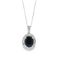 Oval Sapphire Diamond Halo Necklace in 14K White Gold