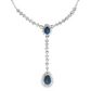 Royal Blue Sapphire and Diamond Drop Necklace in 14K White Gold