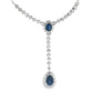 Royal Blue Sapphire and Diamond Drop Necklace in 14K White Gold