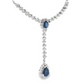 Royal Blue Sapphire and Diamond Drop Necklace in 14K White Gold