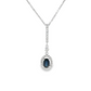 14K White Gold Oval Sapphire and Diamond Halo Pendant Necklace