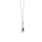 14K White Gold Oval Sapphire and Diamond Halo Pendant Necklace