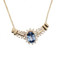 Oval Sapphire and Diamond Necklace in 14K Yellow Gold