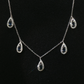 14K White Gold Pear Sapphire and Diamond Drop Necklace