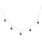 14K White Gold Pear Sapphire and Diamond Drop Necklace