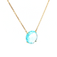 14K Yellow Gold 8ct Round Blue Topaz Pendant Necklace