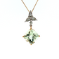 14K Yellow Gold Green Amethyst and Diamond Pendant Necklace