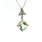 14K Yellow Gold Green Amethyst and Diamond Pendant Necklace