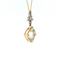 14K Yellow Gold Green Amethyst and Diamond Pendant Necklace