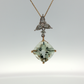 14K Yellow Gold Green Amethyst and Diamond Pendant Necklace