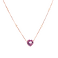 14K Rose Gold Heart Amethyst and Diamond Station Necklace