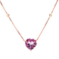14K Rose Gold Heart Amethyst and Diamond Station Necklace