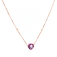 14K Rose Gold Heart Amethyst and Diamond Station Necklace