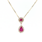 14K Yellow Gold Ruby and Diamond Halo Necklace